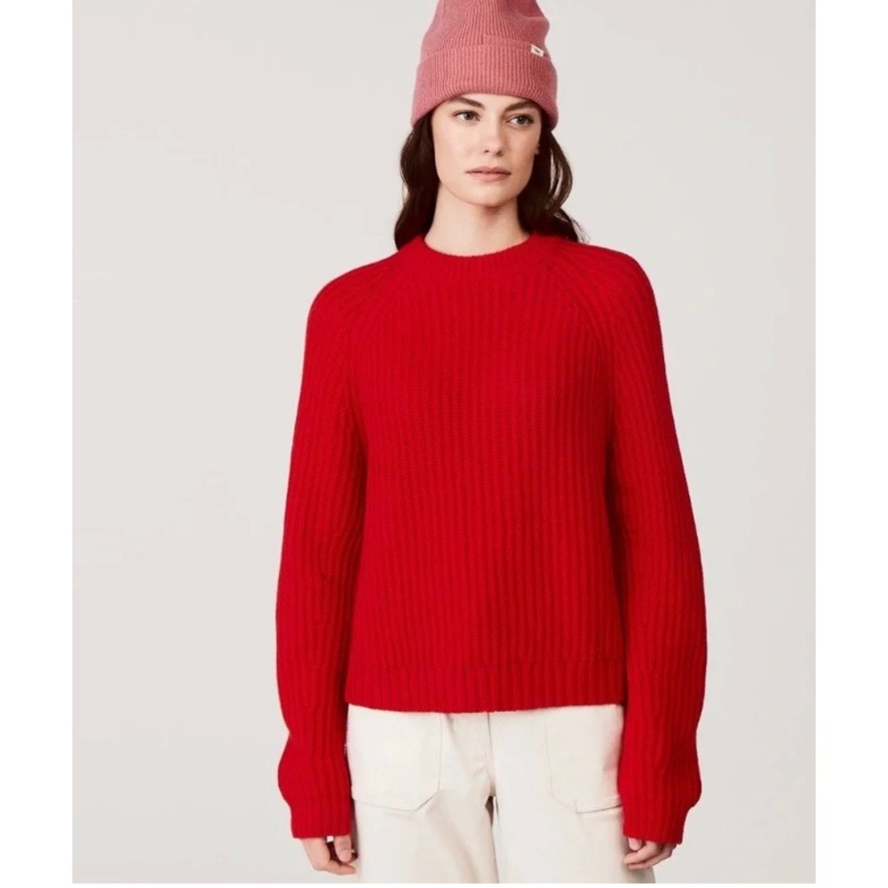 Tilley Australia 100% Merino Wool Marine Rib Crew Sweater In Deep Red Sz Small